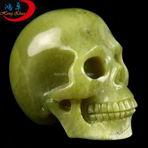HZ yeni yeşim 100% doğal limon yeşim kuvars kristal kafatası el oyma kristal kafatasları satılık kristal el sanatları