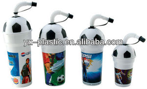 400มิลลิลิตรฟุตบอลถ้วยพลาสติกที่มีฟางและฝา/โฆษณาถ้วย - Product Image 3