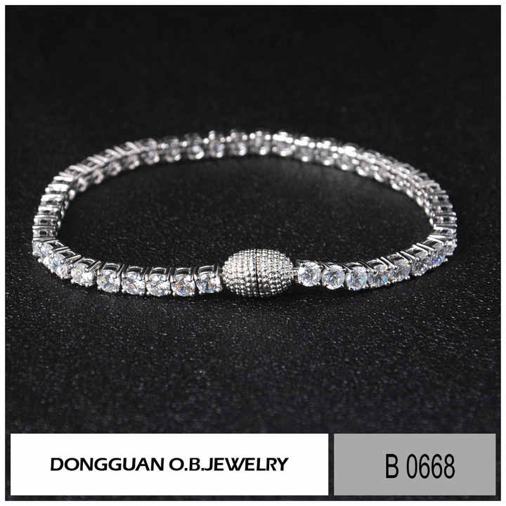 The New Arrival Products Silver Color Tennis Women Bracelet Copper Metal Diamond Watch Bracelet