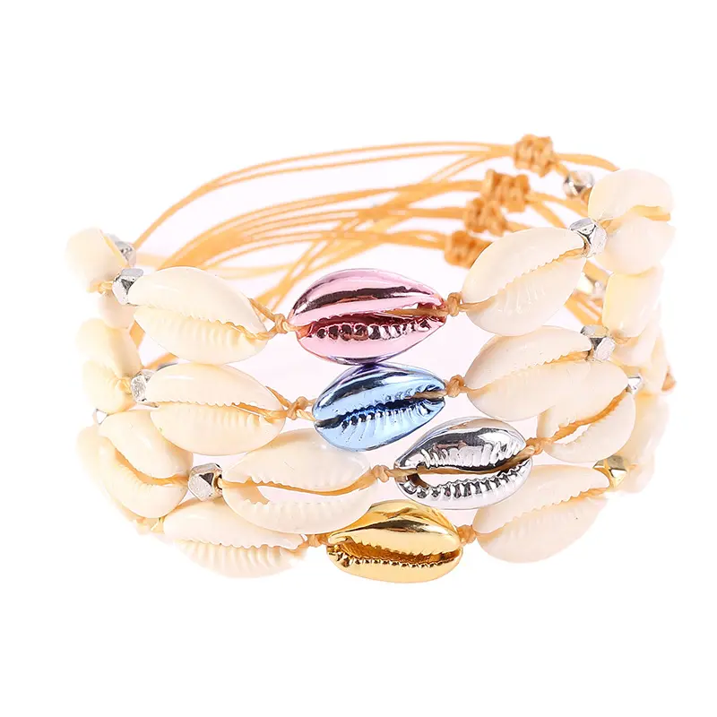 Pulsera ajustable de concha Natural bohemia para mujer, joyería de playa, verano, 2019