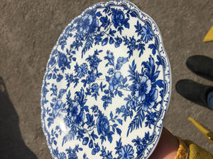 定制蓝色和白色盘子套装餐具便宜的陶瓷盘子