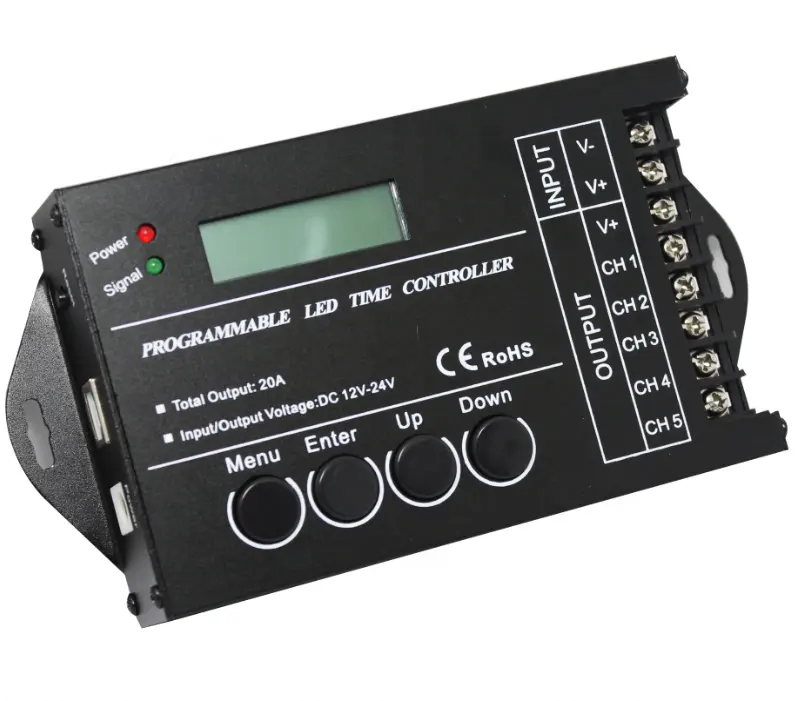 Controlador de tempo programável, 5 canais dc12/24v led controlador de tempo tc420/luz programável dimmer controlador para aquário