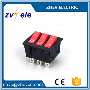 Elektrikli fırın soğutucu kırmızı Rocker için 16A tencere 3PST 3 Gang 6 Pin düğme anahtarı - Product Image 6