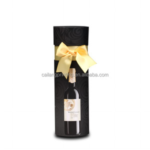 Round Tube Paper Mache <strong>Wine</strong> Bottle <strong>Gift</strong> <strong>Box</strong> With Ribbon - Product Image 3