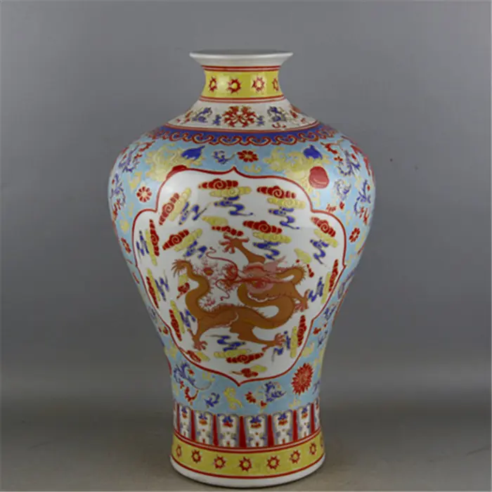 Sang Trọng Trung Quốc Antique Handmade Rồng Và Phượng Hoàng Thiết Kế Gốm Famille Rose Vase Cho Bộ Sưu Tập