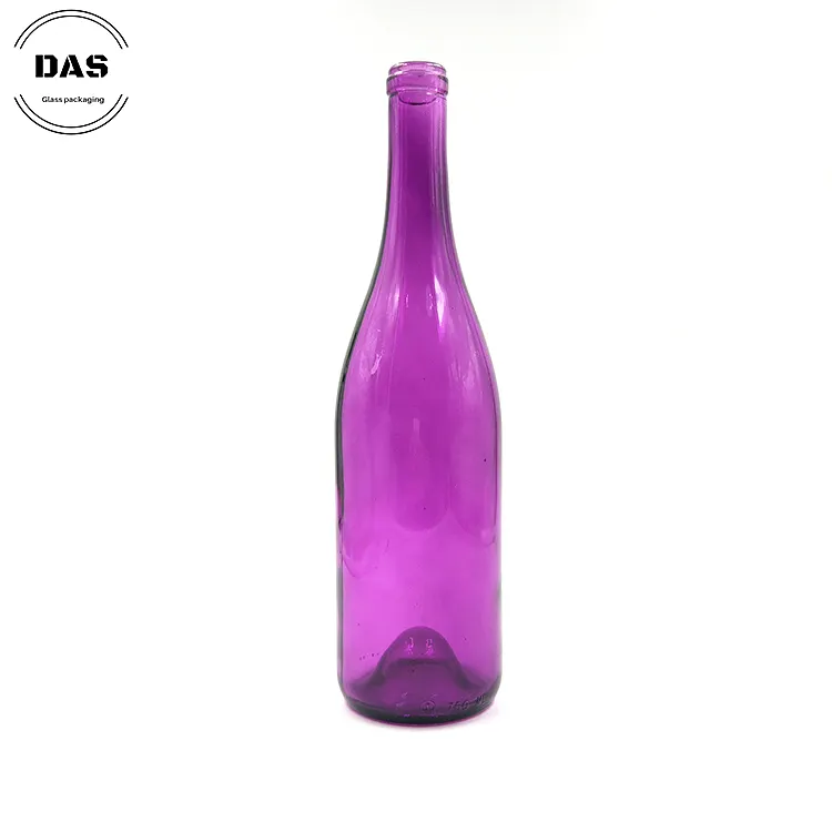 Home decor 750ml purple glass wine bottle with cork finish