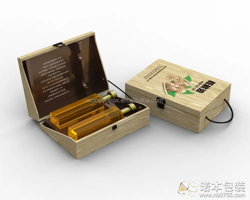 Caja de vino de madera con acabado de color natural, hecho en China, venta al por mayor