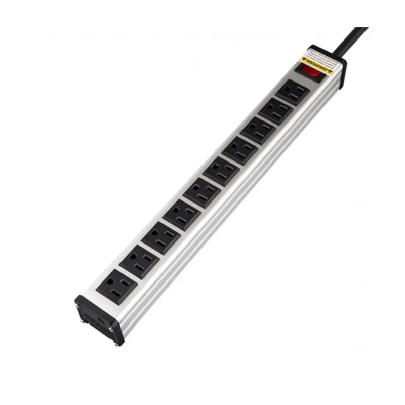 PDU Power Streifen Heavy Duty Metall Buchse 10 Outlets mit 6ft Lange Schnur und circuit breaker 450 Joule Surge protector