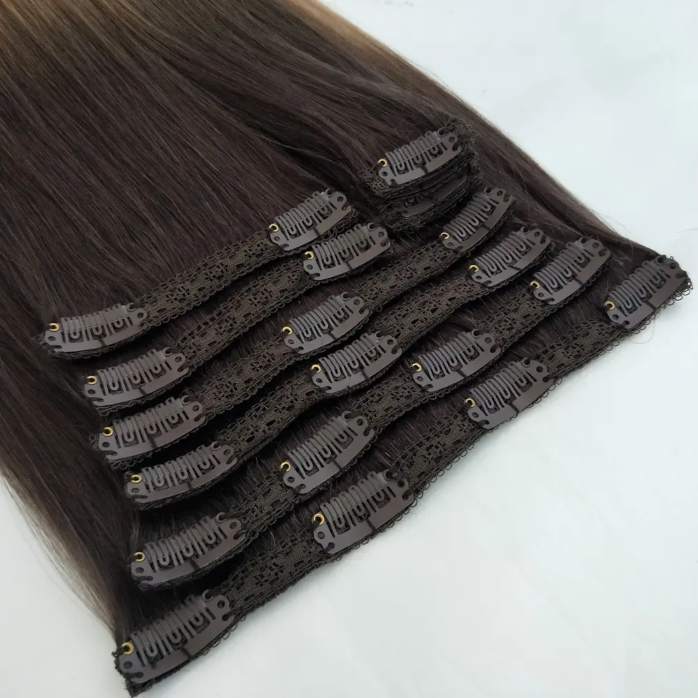 20 بوصة 160g Fullhead مجموعة البرازيلي العذراء ريمي بشرة الانحياز شعر طبيعي كليب في شعر مستعار بشري