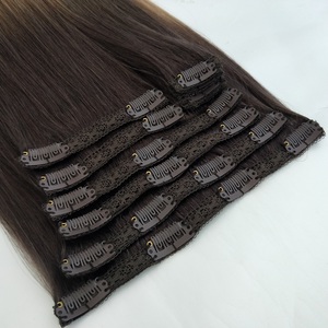 20インチ160グラムFullhead Set Brazilian Virgin Remy Cuticle Aligned Natural Human Hair Clip In Human Hair Extensions