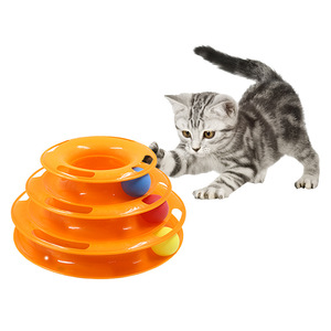 Eco- Friendly 3 Layers Funny Pet <strong>Toys</strong> With Balls Triangular Cat <strong>Toys</strong> Turntable