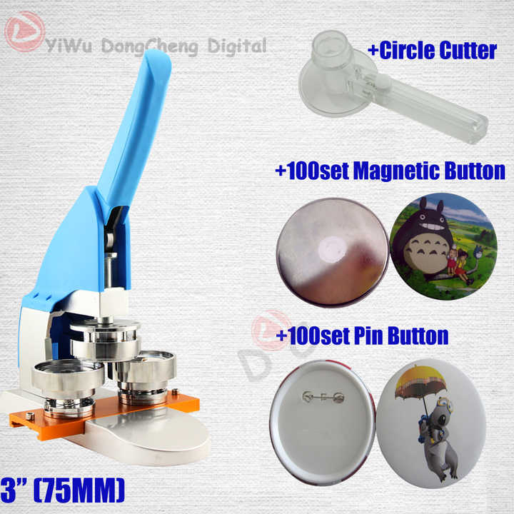Nieuwe Pro 3 "75Mm Badge Maker En Cirkel Papiersnijder Met Pinknoppen Plus Koelkast Magneet Knop 75Mm Badge Onderdelen
