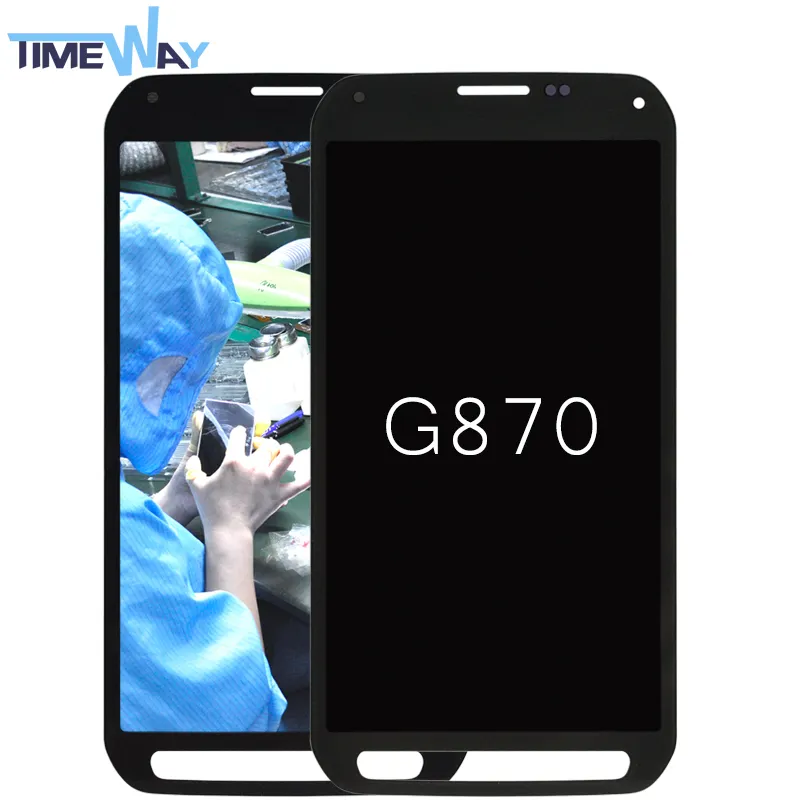 سعر سامسونج جالاكسي S5 النشطة G870 شاشة الكريستال السائل شاشة مجموعة المحولات الرقمية لشاشة تعمل بلمس رمادي/أخضر اللون LCD استبدال