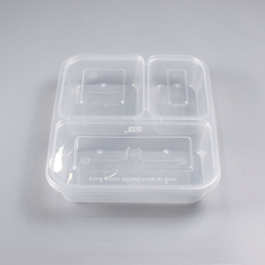 Kare üç bölmeli yemek kutusu paketli plastik gıda kapları bento konteyner - Product Image 3