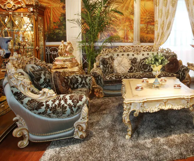 Bisini Роскошный итальянский стиль гостиная мебель, мебель из ротанга, королевская ткань гостиная диван набор дизайн, Дубаи диван мебель BF05-1003