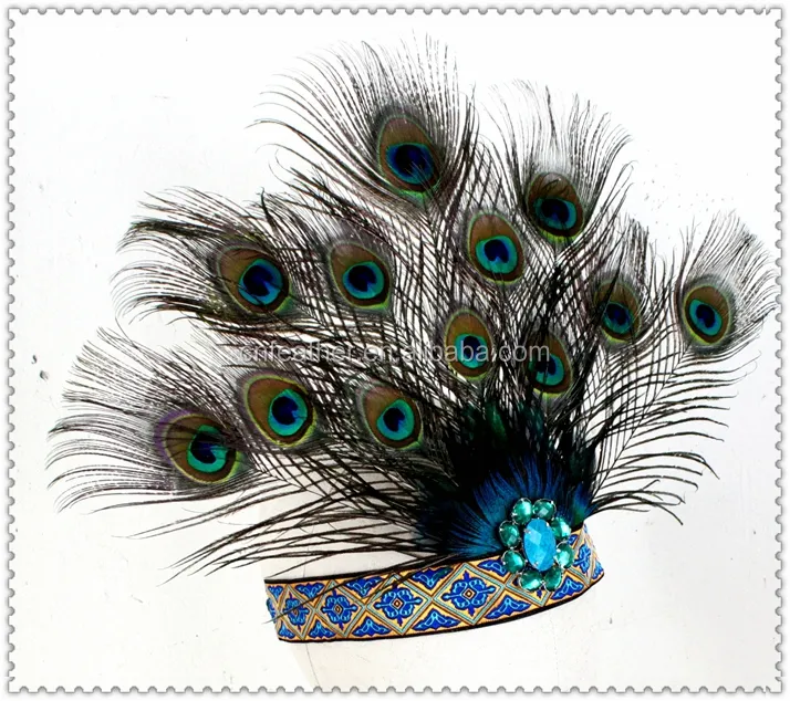 Großhandel Pfau Karneval feather Original Indische kopfschmuck/feder stirnband/feder haar zubehör