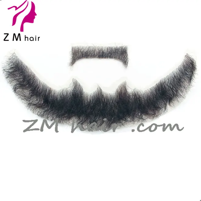 ZMHAIR-Barba de cabello humano falso, hecha a medida, barba cosmética