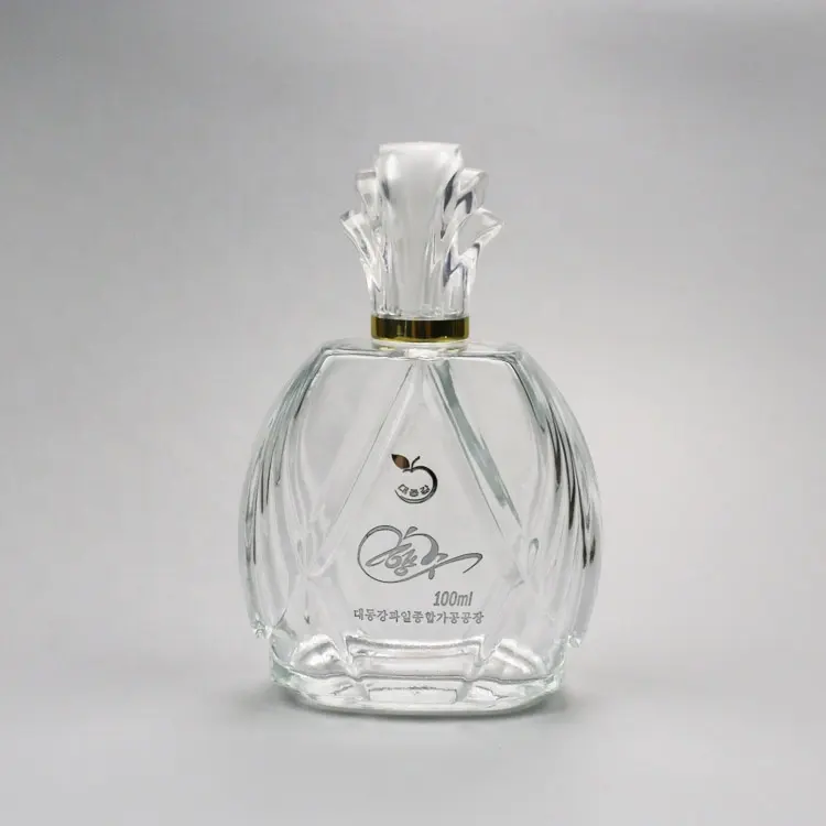 105ミリリットルカスタム新デザイン香水ガラスボトルフラワーキャップ