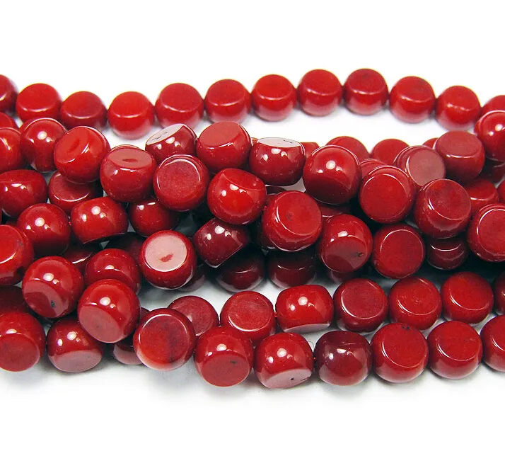 4x6mm Red Coral Rotondo Beads Button