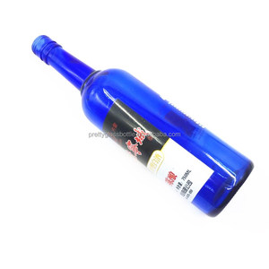 0.75cl 750毫升蓝色空玻璃酒瓶，用于伏特加和威士忌酒批发 - Product Image 3