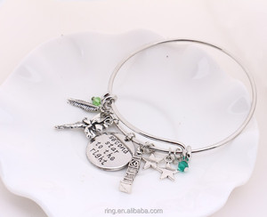 Peter Pan bileklik "ikinci yıldız doğru" kolye Tinkerbell Neverland kulesi yaprak yıldız Charms bilezik noel hediyesi