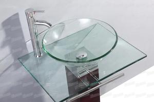 不锈钢家具彩色碗洗手盆洗手盆台架 Lavabo 钢化浴室玻璃水槽 - Product Image 3