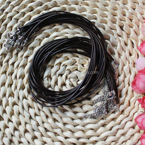 Hot Sale Black Round 2mm PU Imitation Leather Strip Necklace Cord <strong>String</strong> <strong>with</strong> Lobster <strong>Clasp</strong> Extension Chain Length 43cm - Product Image 2