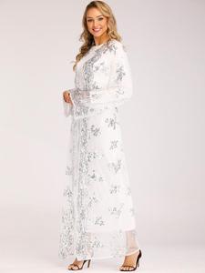 Turkey <strong>Fashion</strong> Luxury Sequins Embroidery Lace Front Open Abaya - Product Image 2