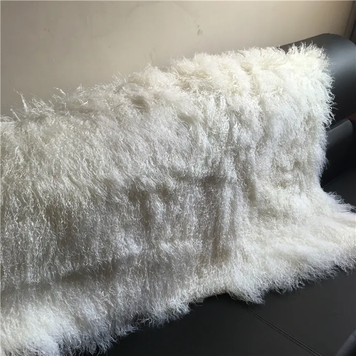 Uzun saç keçi kürk gerçek moğol kuzu kürk battaniye ceket