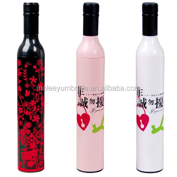 Personalizado Deco Cap barato promocional Perfume Rosa vino botella con forma de paraguas en pequeña cantidad