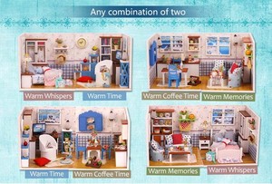 可爱DIY木制娃娃屋1:24家居装饰礼品套装