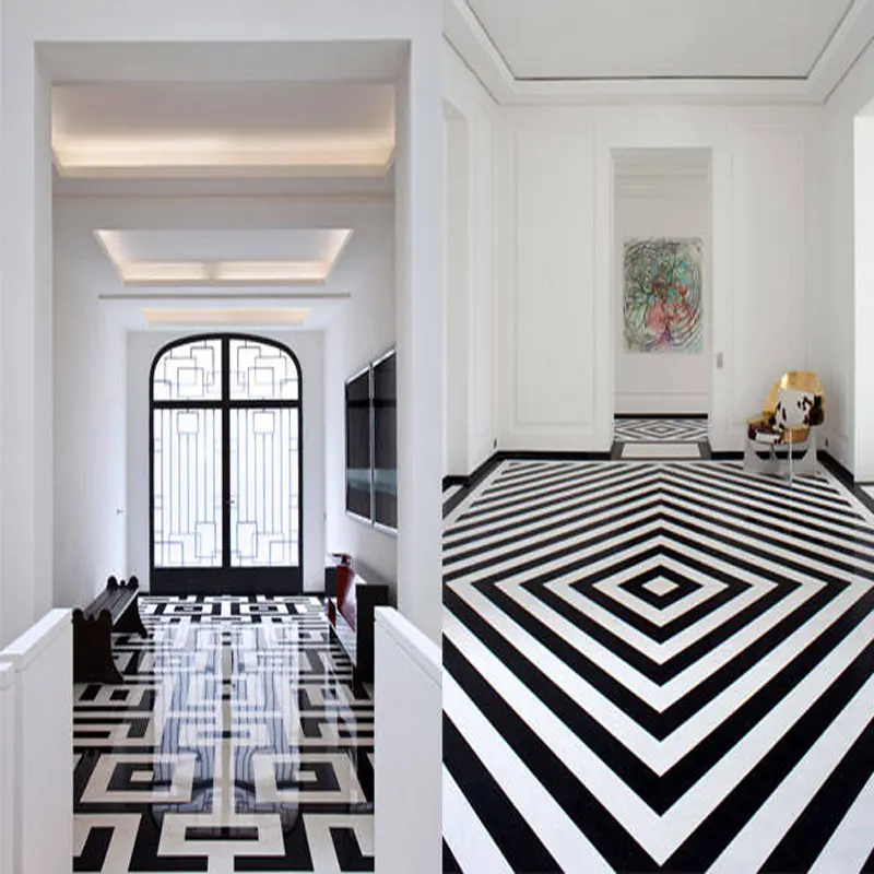 Telhas polidas de porcelana, super branco e preto vitrificado, azulejos de piso, espelhado, brilhante sala de estar, telha de porcelana