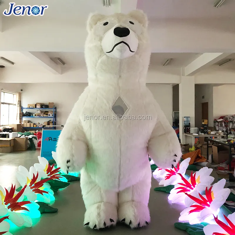 Người Lớn Trắng Inflatable Polar Bear Mascot Costume Đối Với Quảng Cáo Ngoài Trời