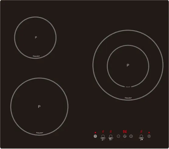 Cocina eléctrica de 220V GS con tres quemadores de placa de inducción, 3 Hobs, potenciador