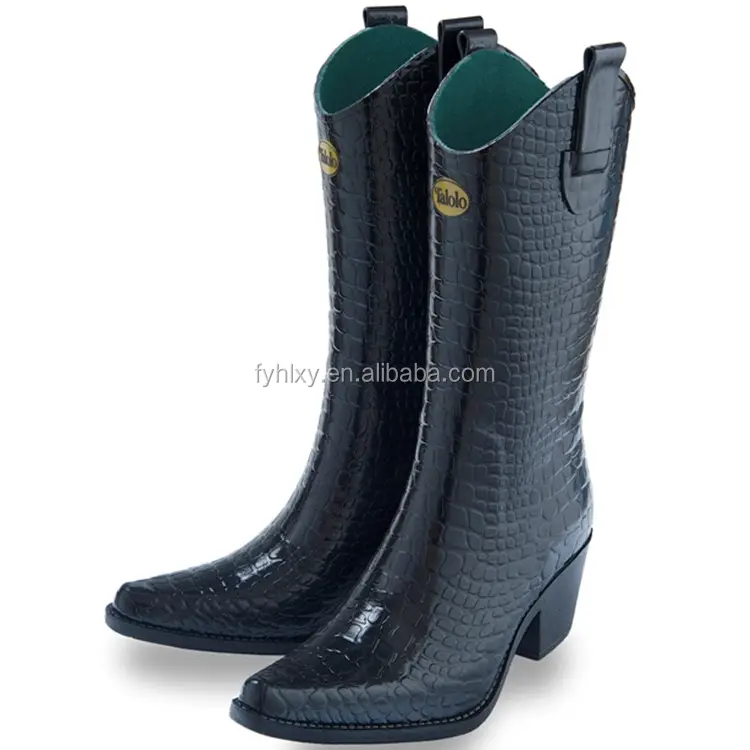 west cowboy high heels rubber shoes for woman and pointed shoes of rain boots