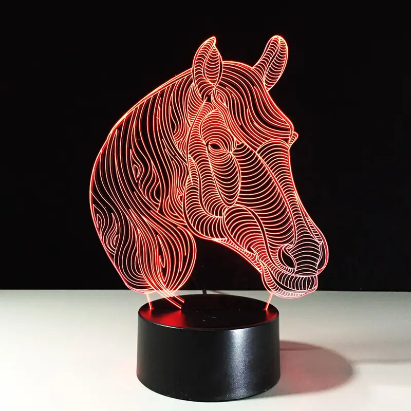 7 Farben ändern Farbverlauf Mode Tier Pferdekopf LED Nachtlichter 3D LED Schreibtisch Tisch lampe Lampen Home Schlafzimmer Party Dekoration
