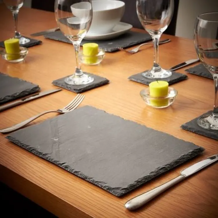 China Supplier Wholesale Custom Sublimation Blank Natural Slate Place Mats PlacematsとCoastersためRound Table Drinks Set 6