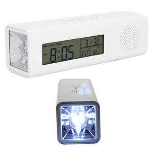 <strong>LED</strong> Backlit Digital Calendar FM Radio Travel Alarm Clock With <strong>LED</strong> Torch