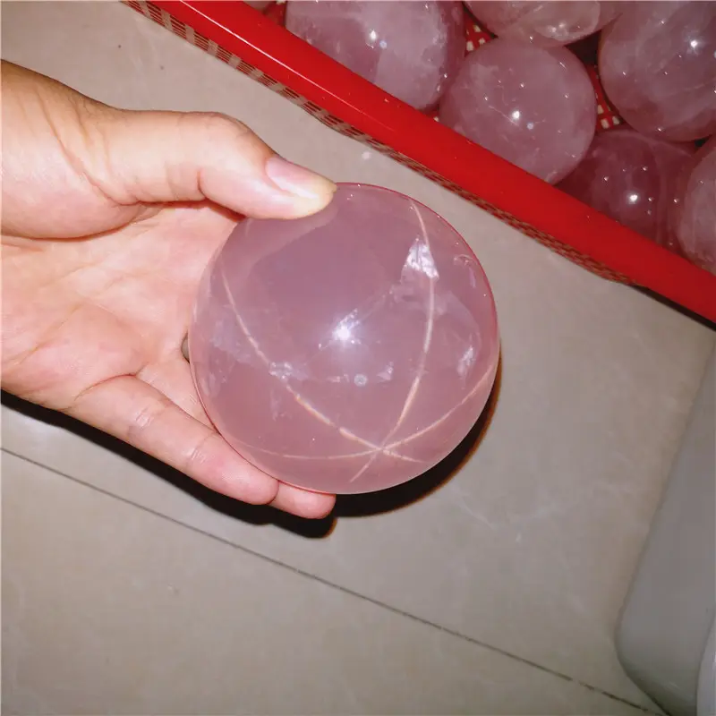 star flash natural rose quartz crystal balls