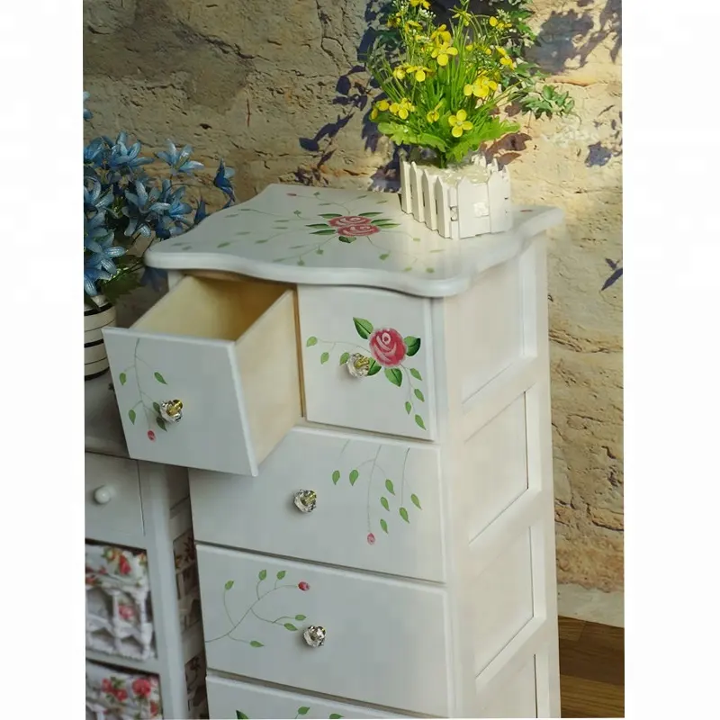 Venta al por mayor caliente pintado flores de gabinete de madera para muebles de sala de juegos