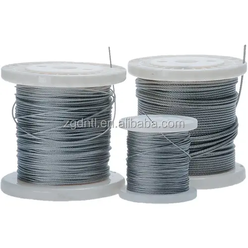 Cable de cuerda de alambre de acero inoxidable 314 A2 316 A4 6x24, Cable de varilla de aparejo AISI ASTM JIS SUS extensible de 1570 Mpa para grúa de elevación