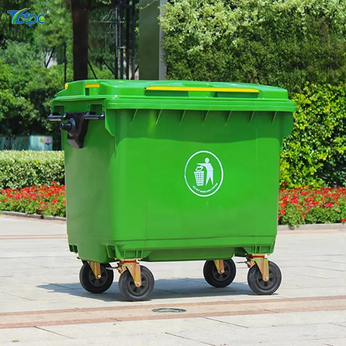 Ingrosso 660 1100 litro di plastica industriale contenitore per rifiuti con ruote