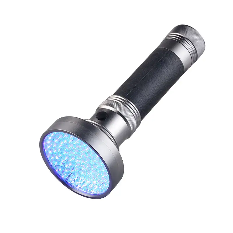 Alta Potencia 100 LED UV linterna de aluminio negro luz púrpura LED UV linterna