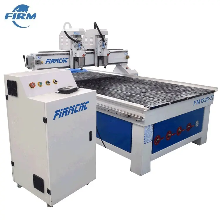 2019 FIRM independent double heads 1325 cnc 3d wood router carving machine with air cooling spindle