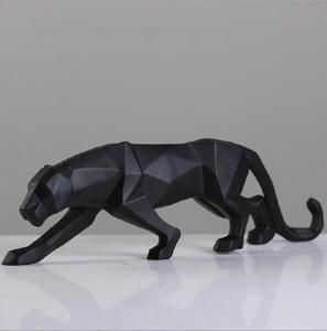 树脂折纸黑色猎豹豹纹雕像动物雕塑家居装饰配件