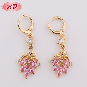 Yeni moda 18K altın ipek iplik <span class=keywords><strong>Druzy</strong></span> kübik zirkonya bırak küpe
