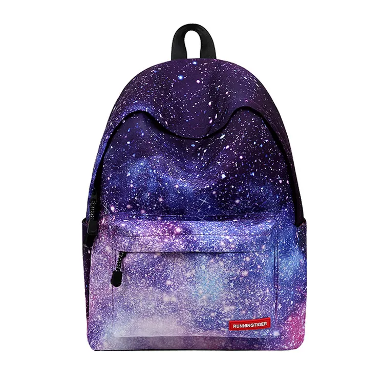 Vendita calda poliestere nuovo Design elegante cielo stellato donne ragazze College scuola zaino basso MOQ