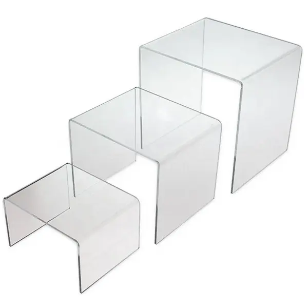 Cascada Pedastal transparente acrílico elegante barato mesa de café cubo Mini mesa de café