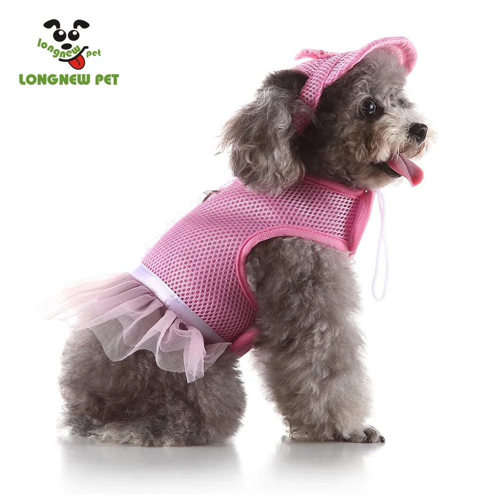 3 pcs Rosa Set Cablaggio Del Cane Con Il Cappello Cute Del cane Con Il Guinzaglio E Cappello Dog Costume Per Cucciolo