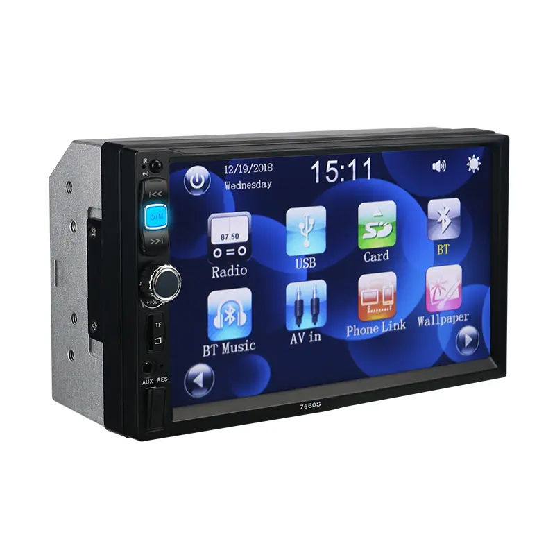 זוגי דין רכב רדיו מולטימדיה לרכב Sunplus מערכת Hd1080p מגע מסך Mp5 עם מראה קישור רב מדיה 7 אינץ